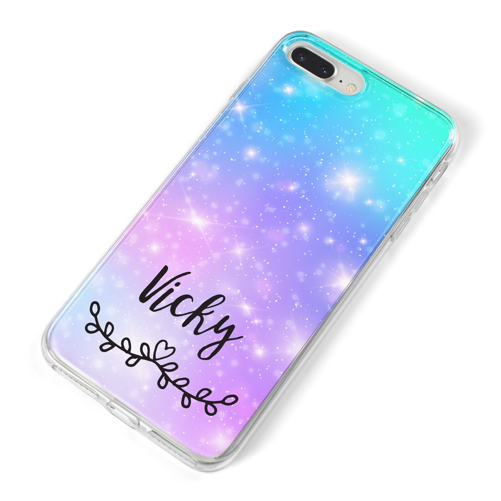 Personalised Black Name Purple Unicorn Marble iPhone 8 Plus Bumper Case on Silver iPhone Alternative Image