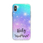 Personalised Black Name Purple Unicorn Marble iPhone X Bumper Case on Silver iPhone Alternative Image 1