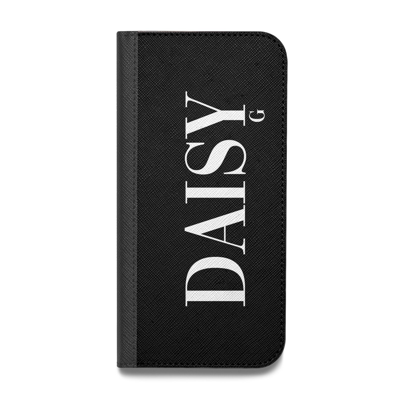 Personalised Black Name Vegan Leather Flip Samsung Case