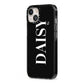 Personalised Black Name iPhone 13 Black Impact Case Side Angle on Silver phone
