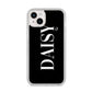 Personalised Black Name iPhone 14 Plus Glitter Tough Case Starlight