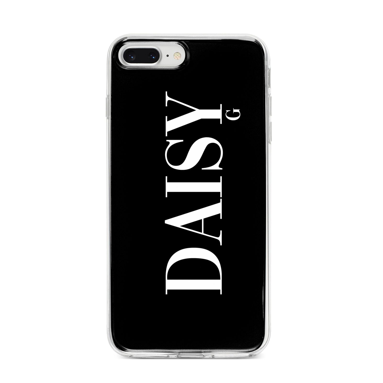 Personalised Black Name iPhone 8 Plus Bumper Case on Silver iPhone