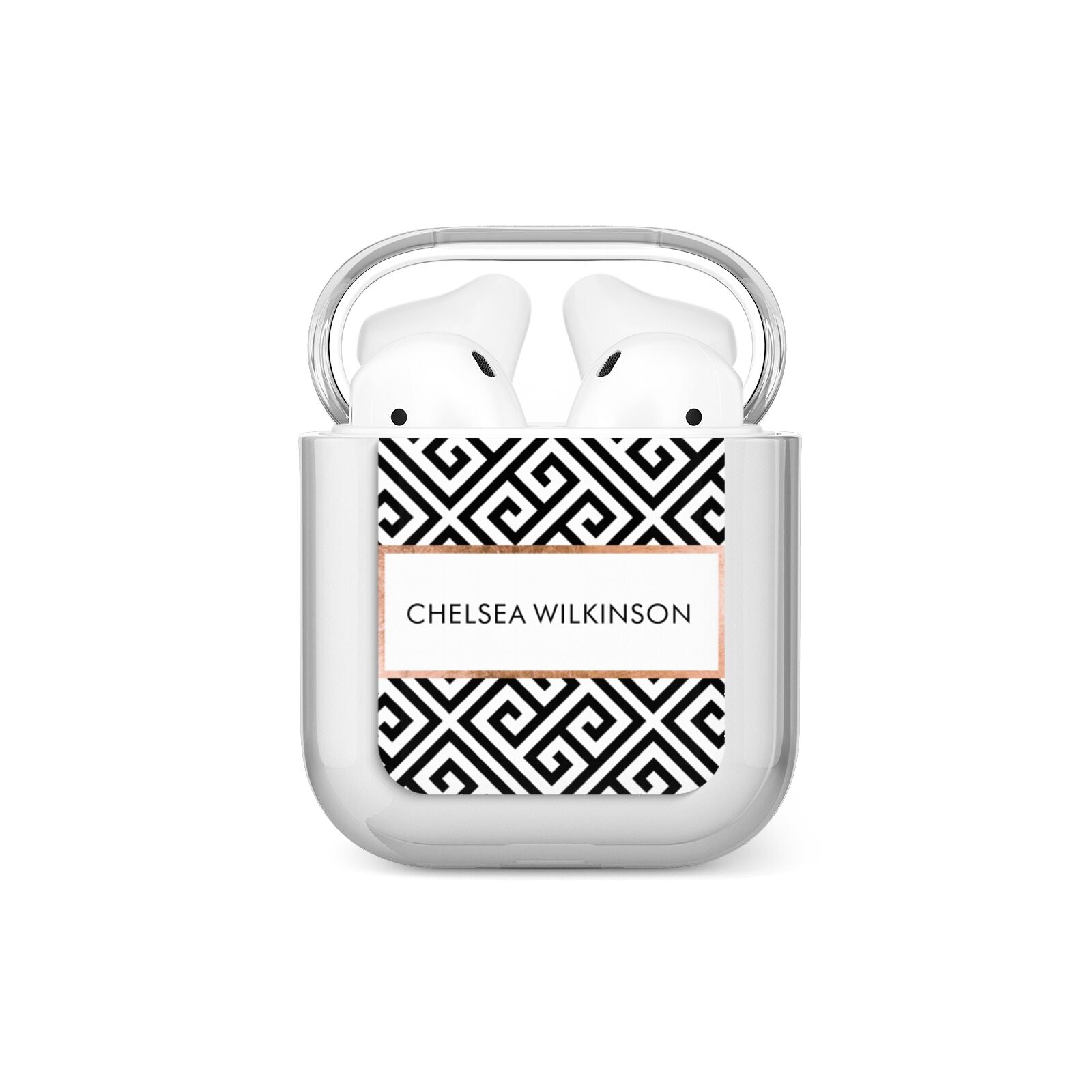 Personalised Black Pattern Name Or Initials AirPods Case