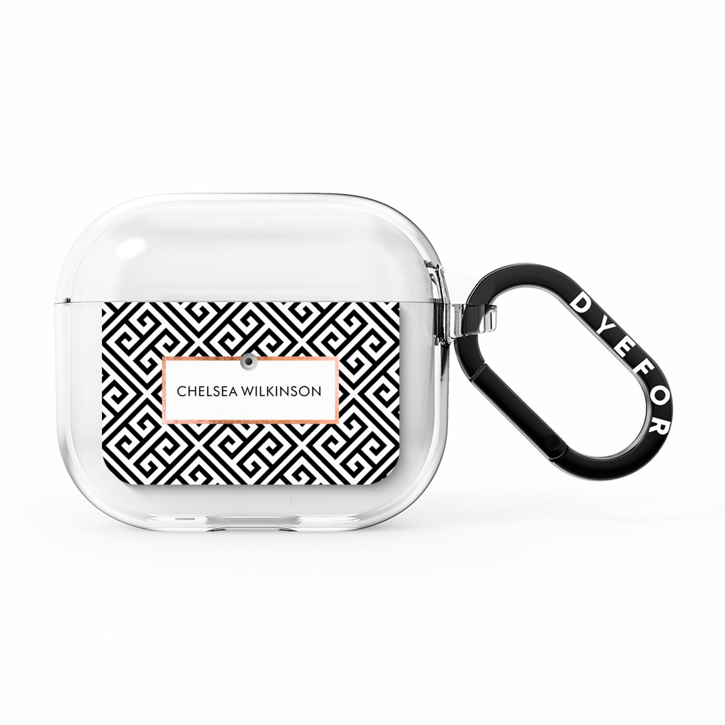 Personalised Black Pattern Name Or Initials AirPods Clear Case 3rd Gen