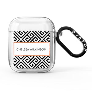 Personalised Black Pattern Name Or Initials AirPods Case