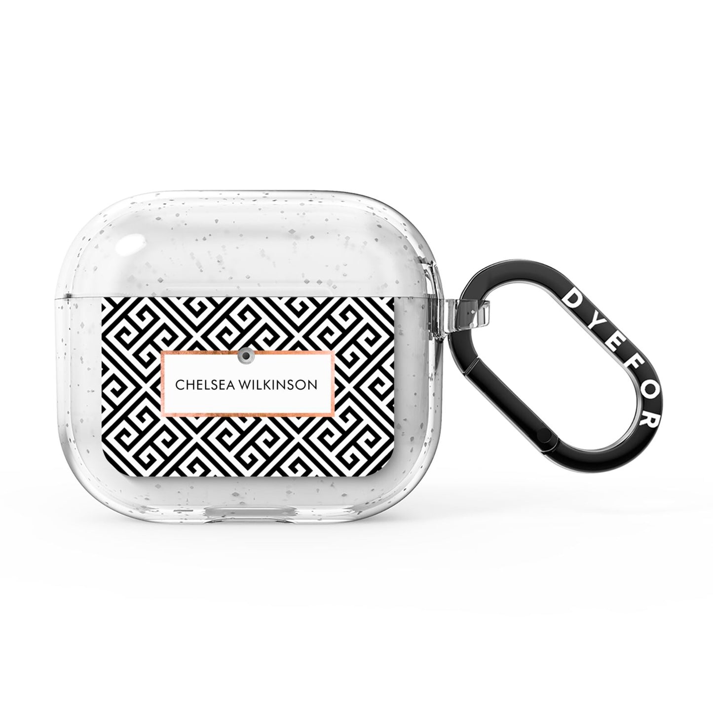 Personalised Black Pattern Name Or Initials AirPods Glitter Case 3rd Gen