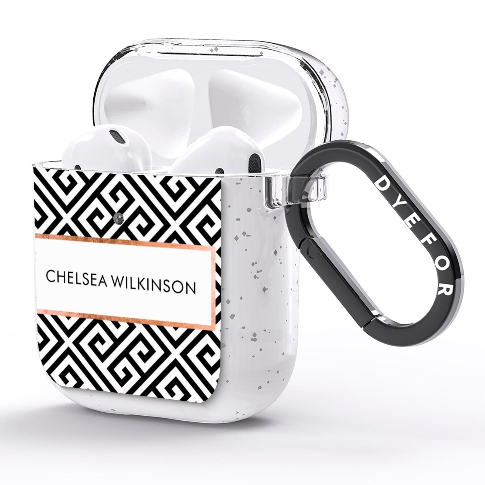 Personalised Black Pattern Name Or Initials AirPods Glitter Case Side Image