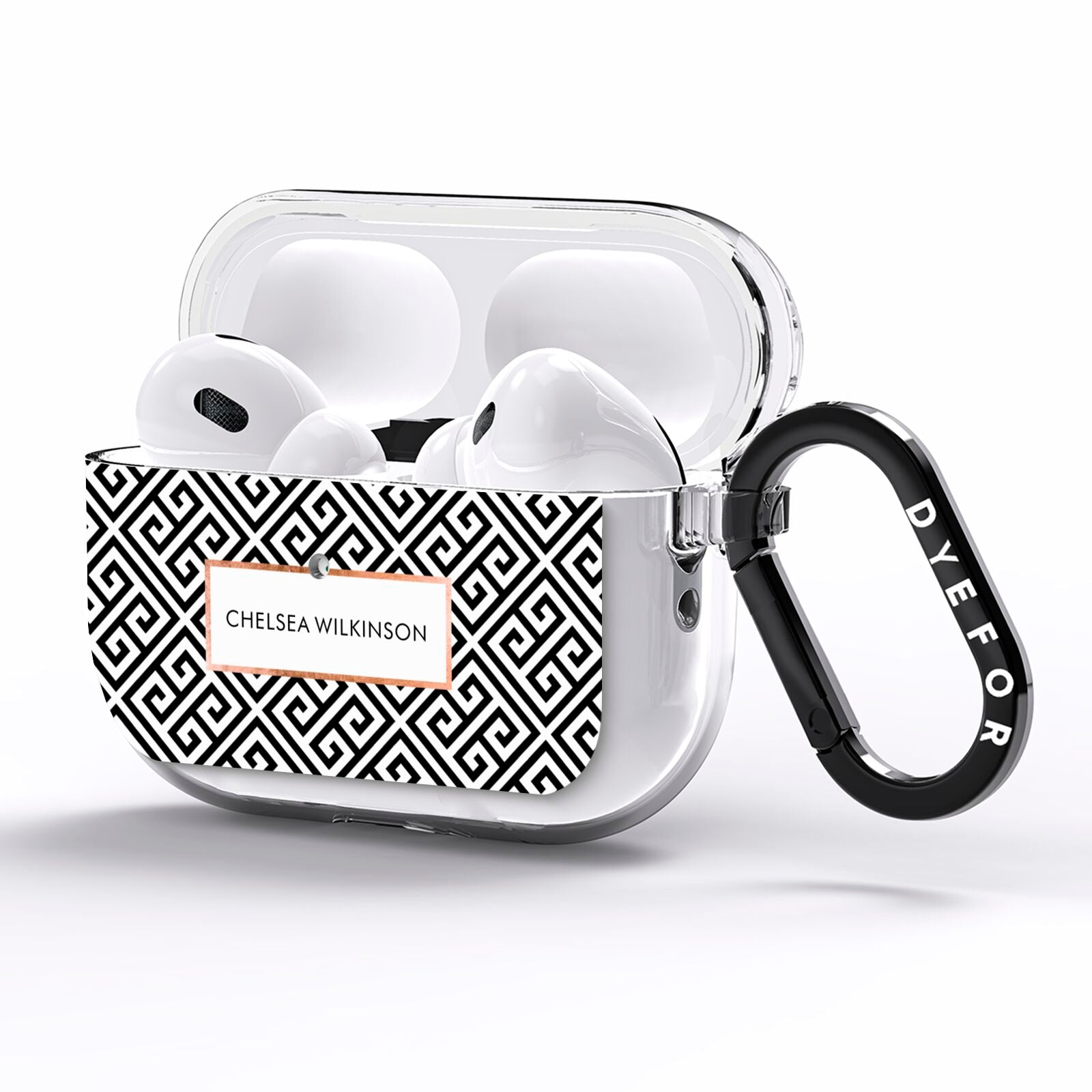 Personalised Black Pattern Name Or Initials AirPods Pro Clear Case Side Image