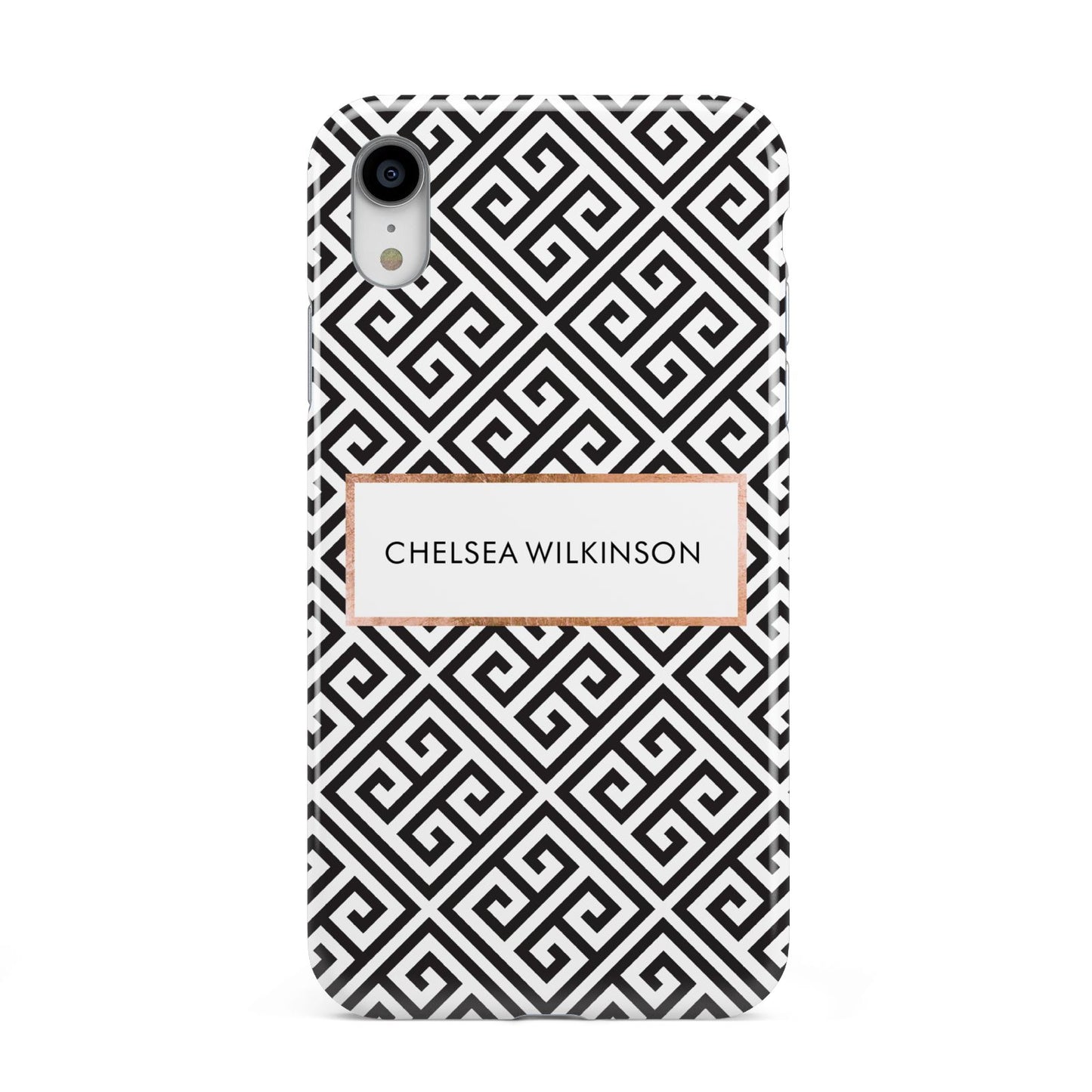 Personalised Black Pattern Name Or Initials Apple iPhone XR White 3D Tough Case