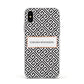 Personalised Black Pattern Name Or Initials Apple iPhone Xs Impact Case White Edge on Silver Phone