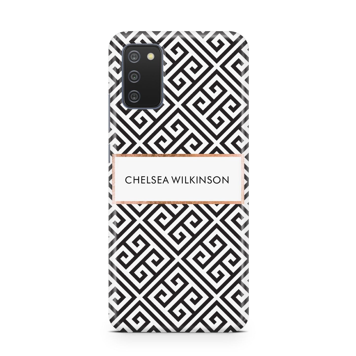 Personalised Black Pattern Name Or Initials Samsung A02s Case