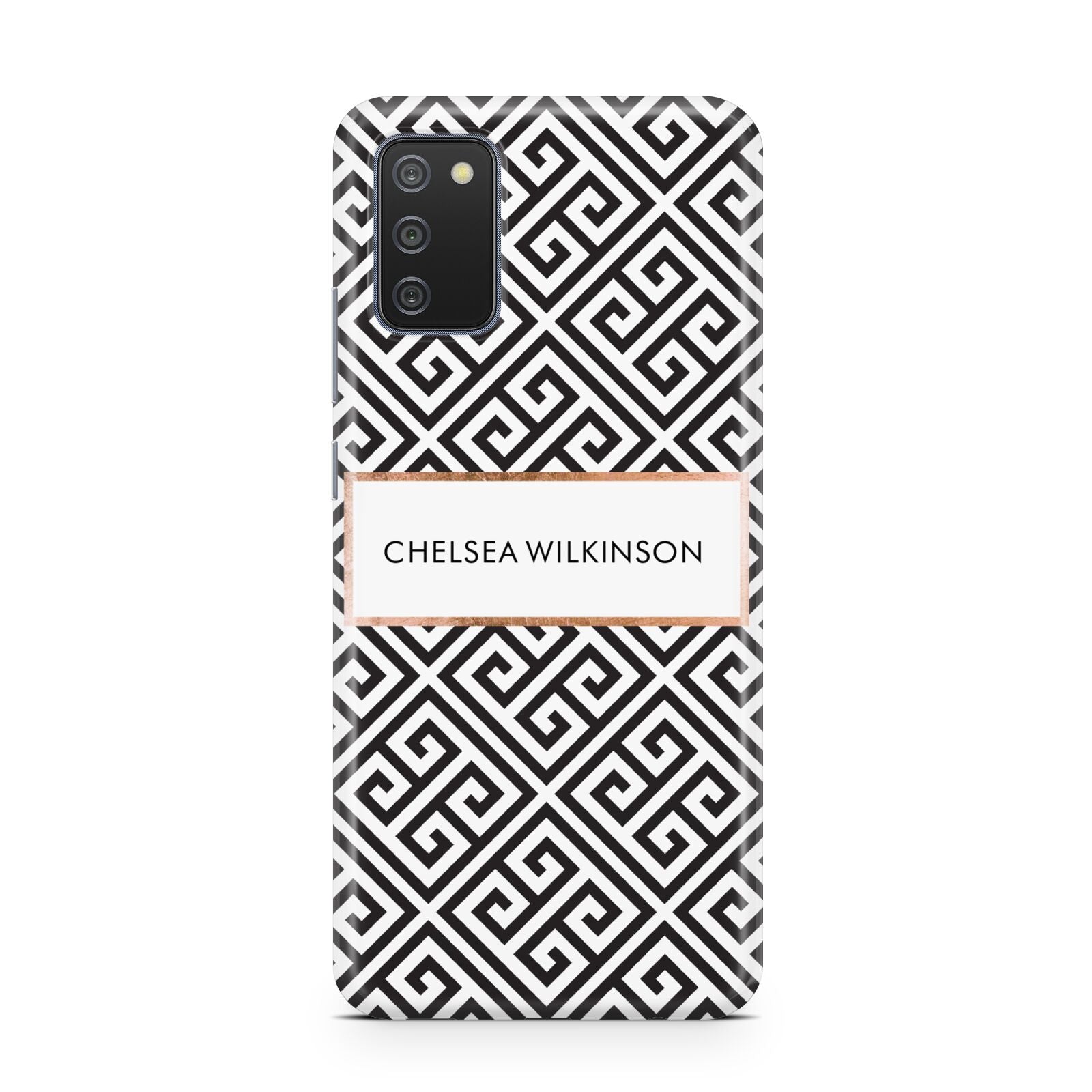 Personalised Black Pattern Name Or Initials Samsung A02s Case