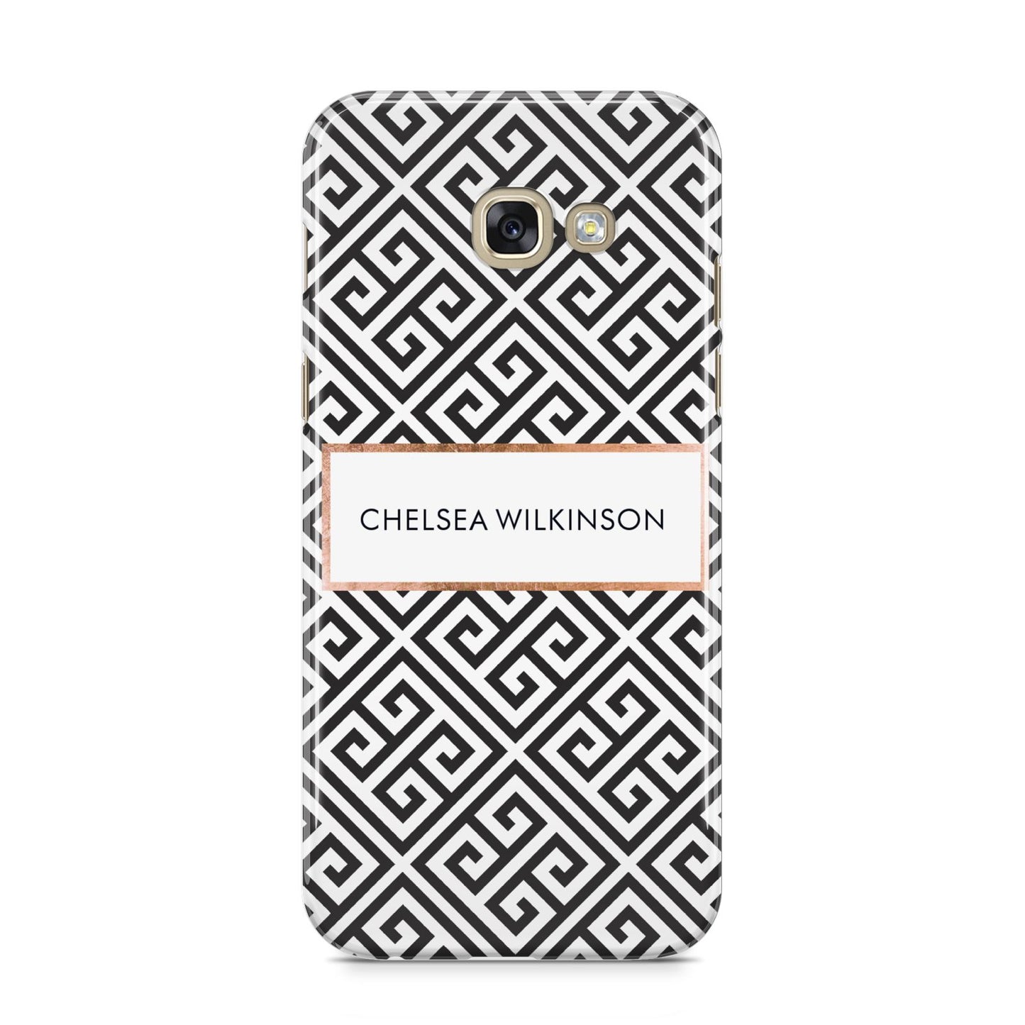 Personalised Black Pattern Name Or Initials Samsung Galaxy A5 2017 Case on gold phone