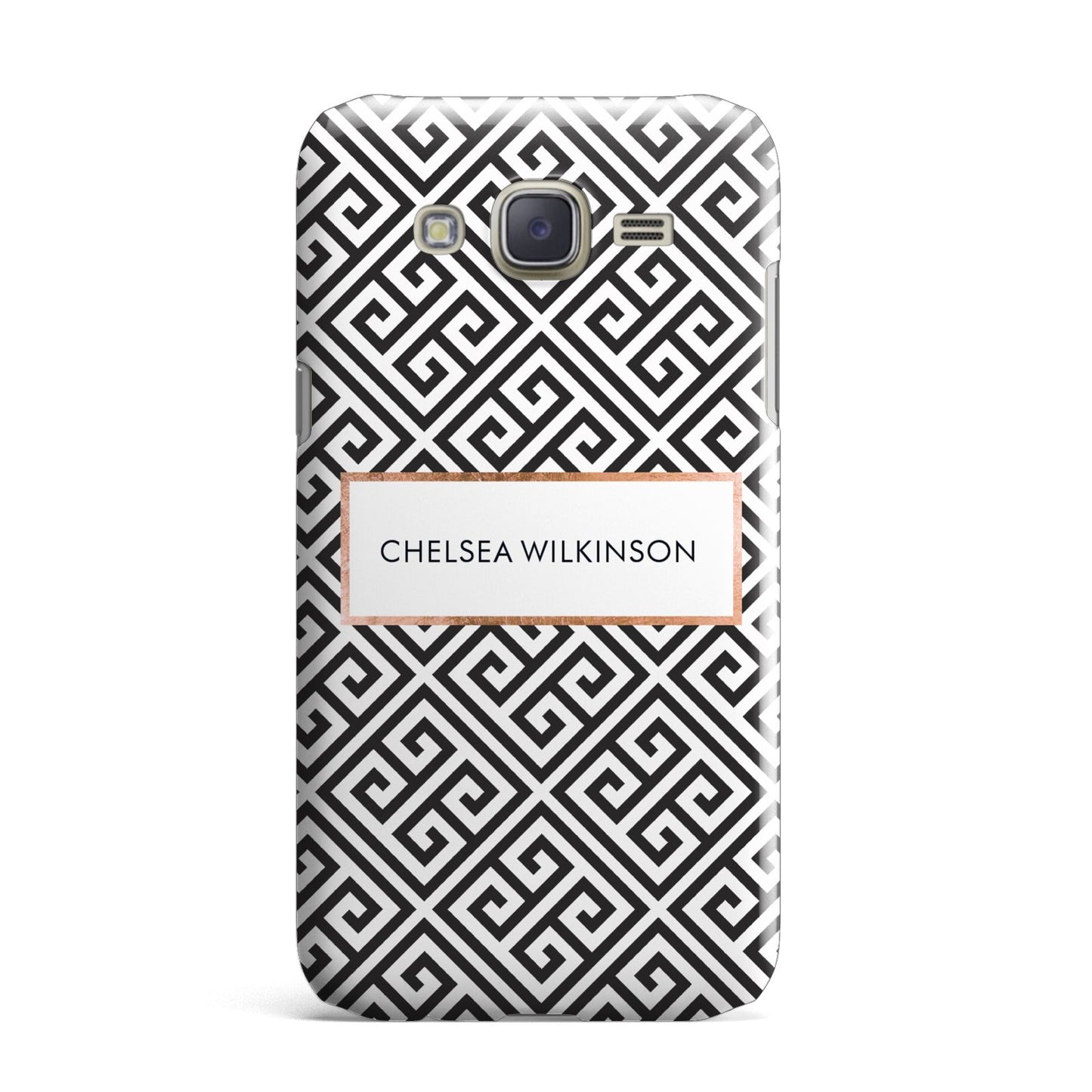 Personalised Black Pattern Name Or Initials Samsung Galaxy J7 Case