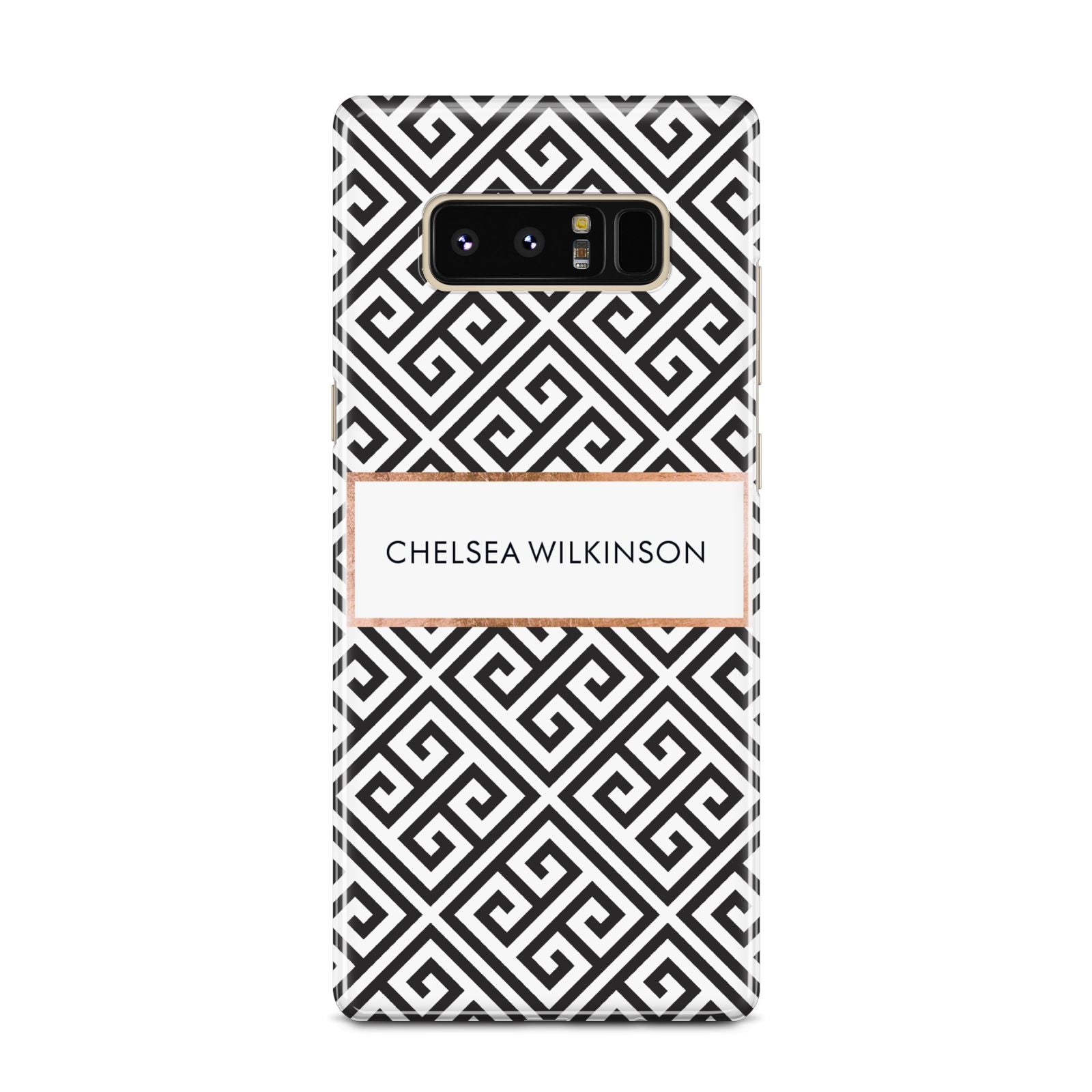 Personalised Black Pattern Name Or Initials Samsung Galaxy Note 8 Case