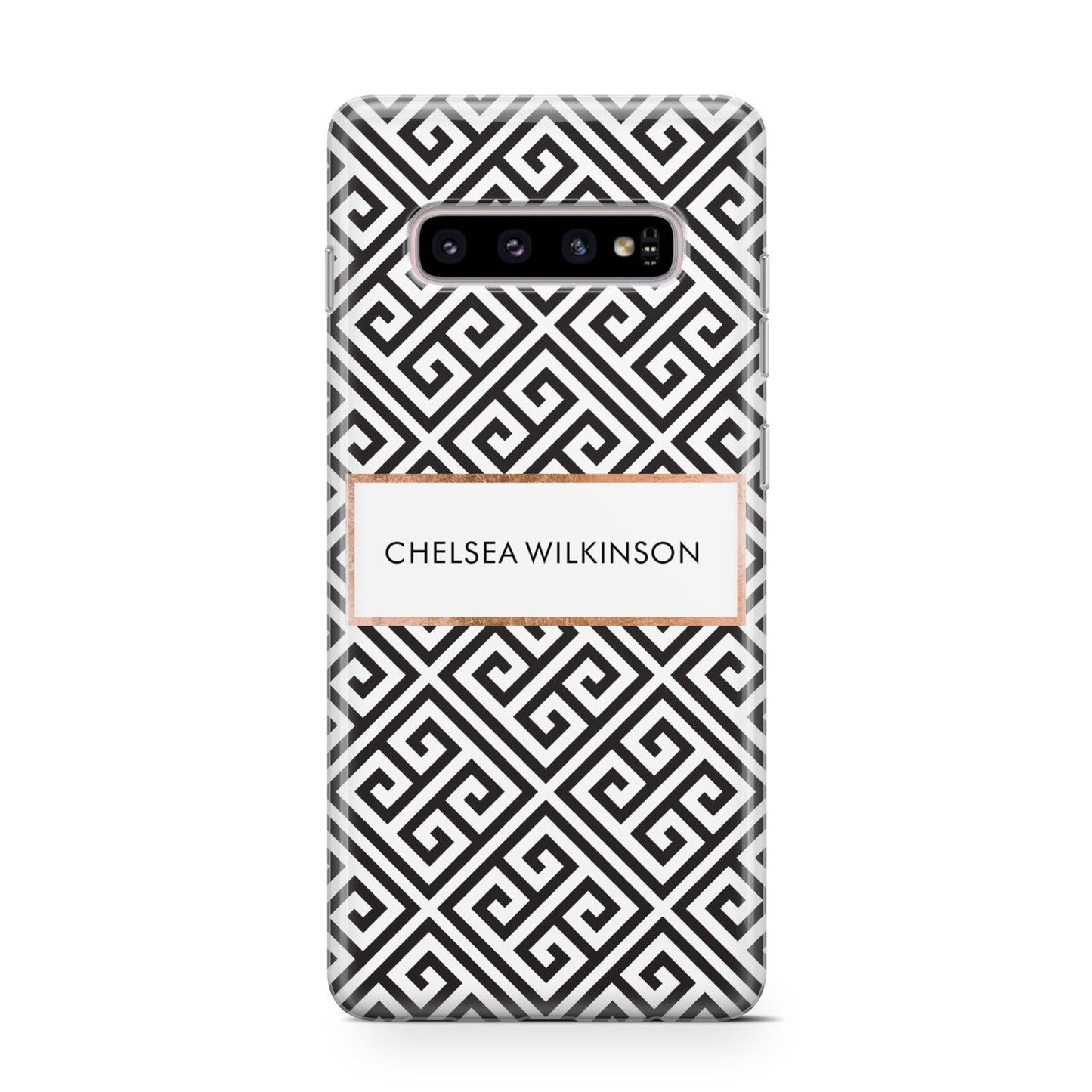 Personalised Black Pattern Name Or Initials Samsung Galaxy S10 Case