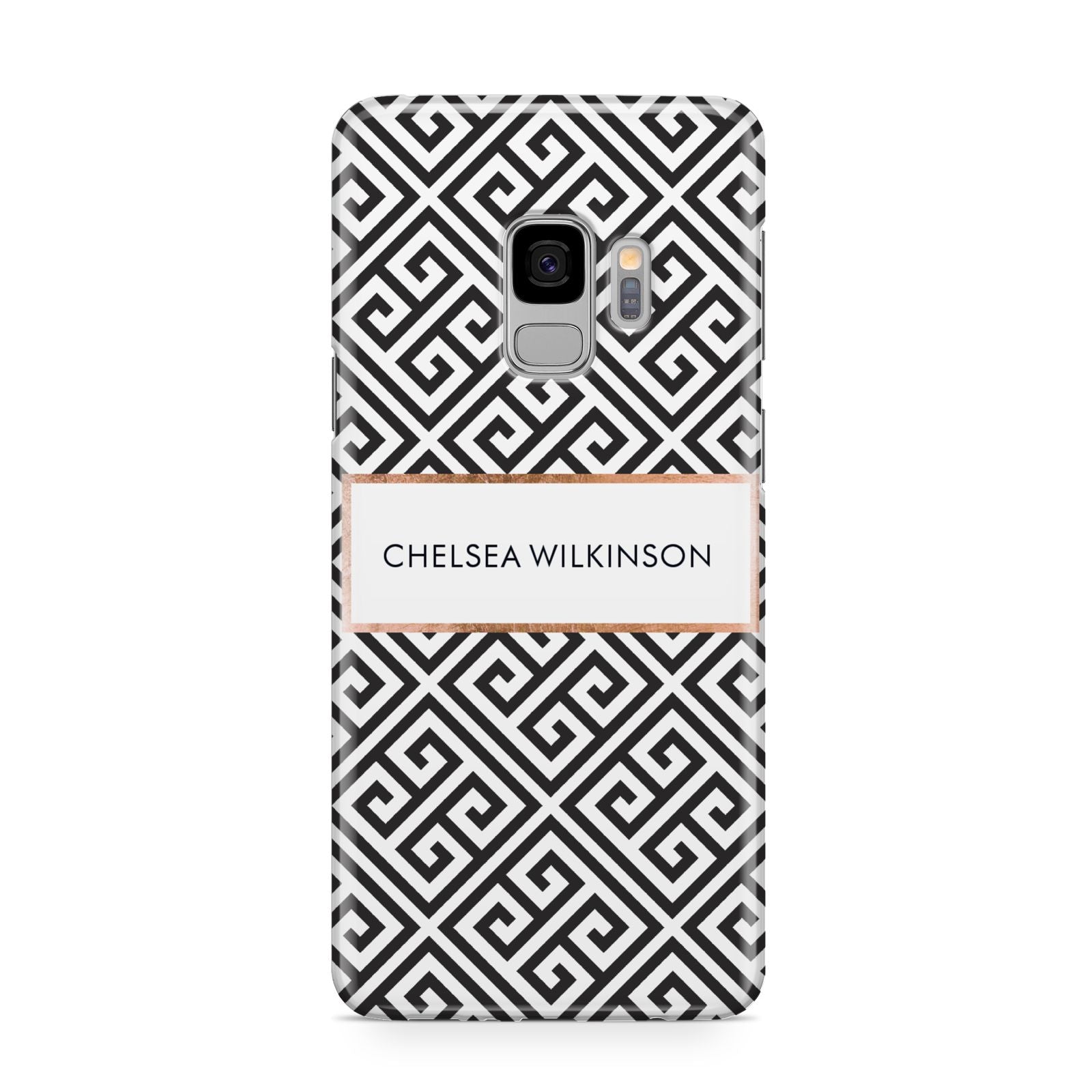 Personalised Black Pattern Name Or Initials Samsung Galaxy S9 Case