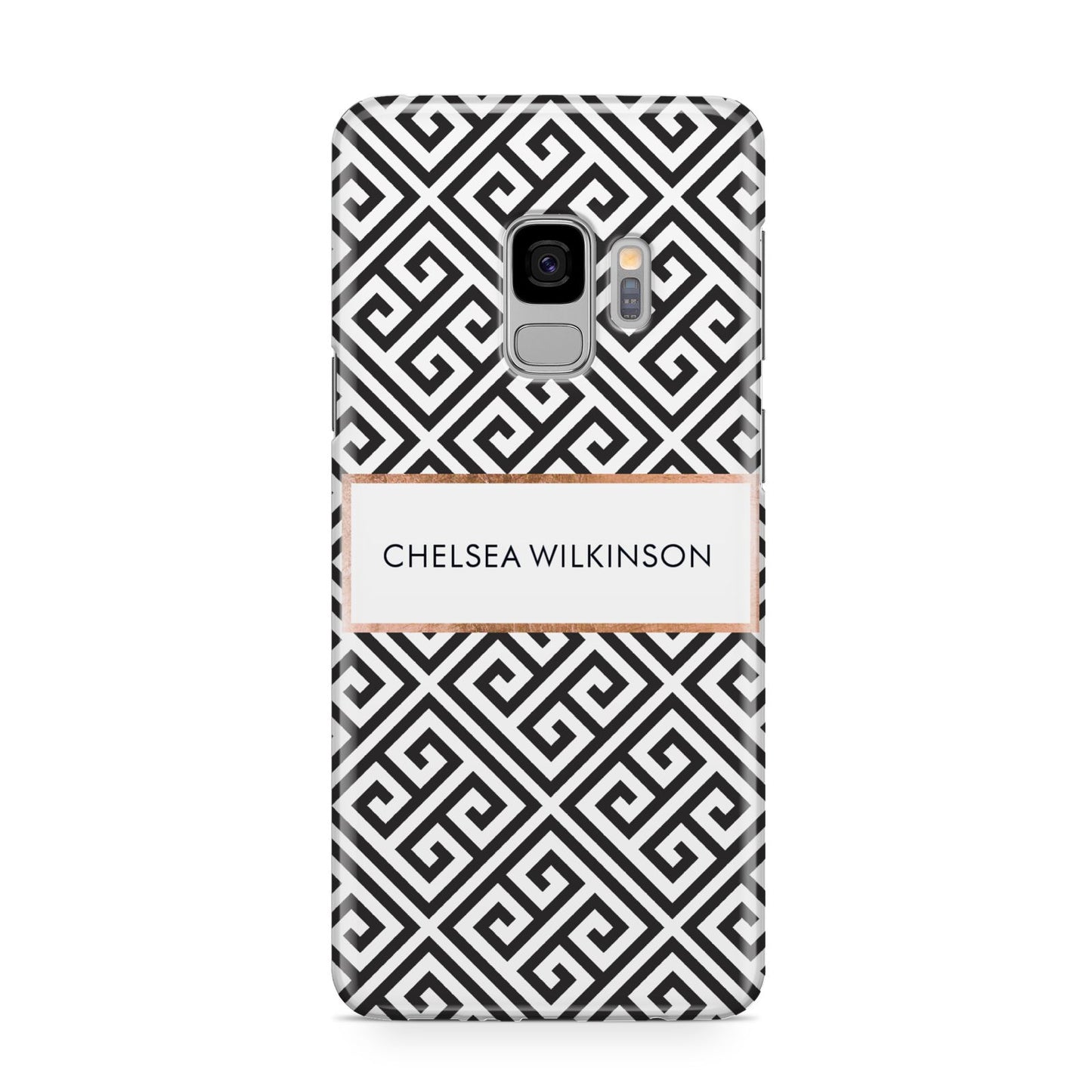 Personalised Black Pattern Name Or Initials Samsung Galaxy S9 Case