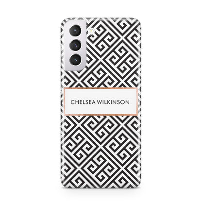 Personalised Black Pattern Name Or Initials Samsung S21 Case