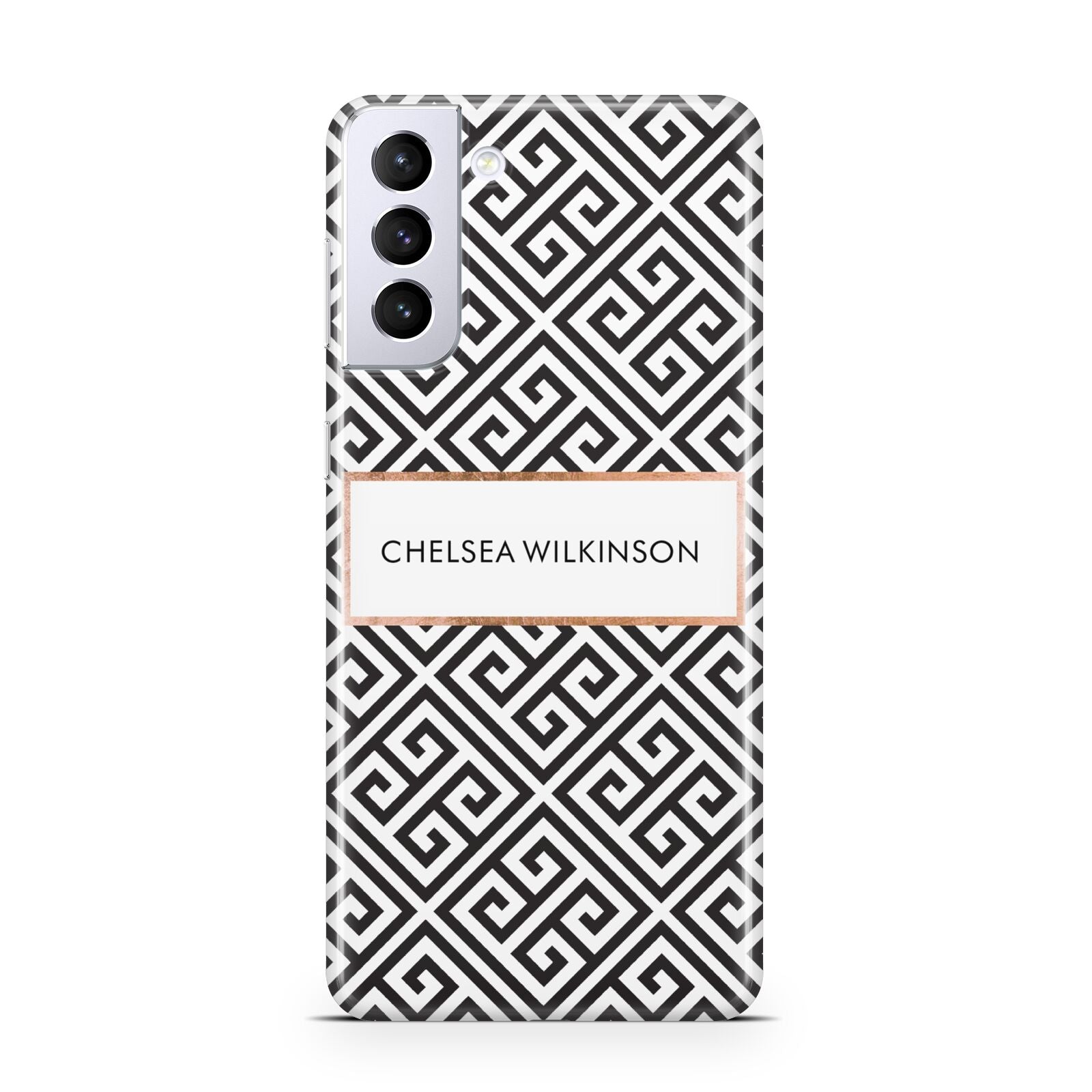 Personalised Black Pattern Name Or Initials Samsung S21 Plus Case