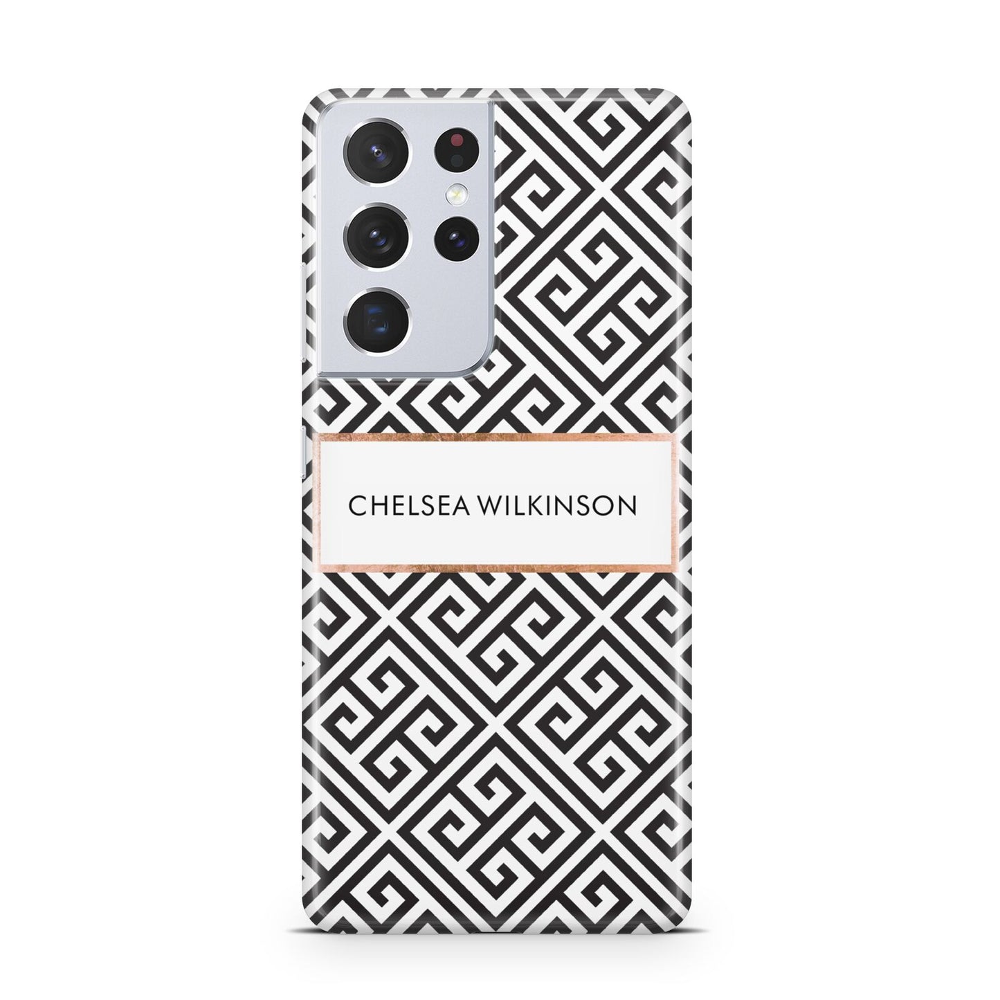 Personalised Black Pattern Name Or Initials Samsung S21 Ultra Case