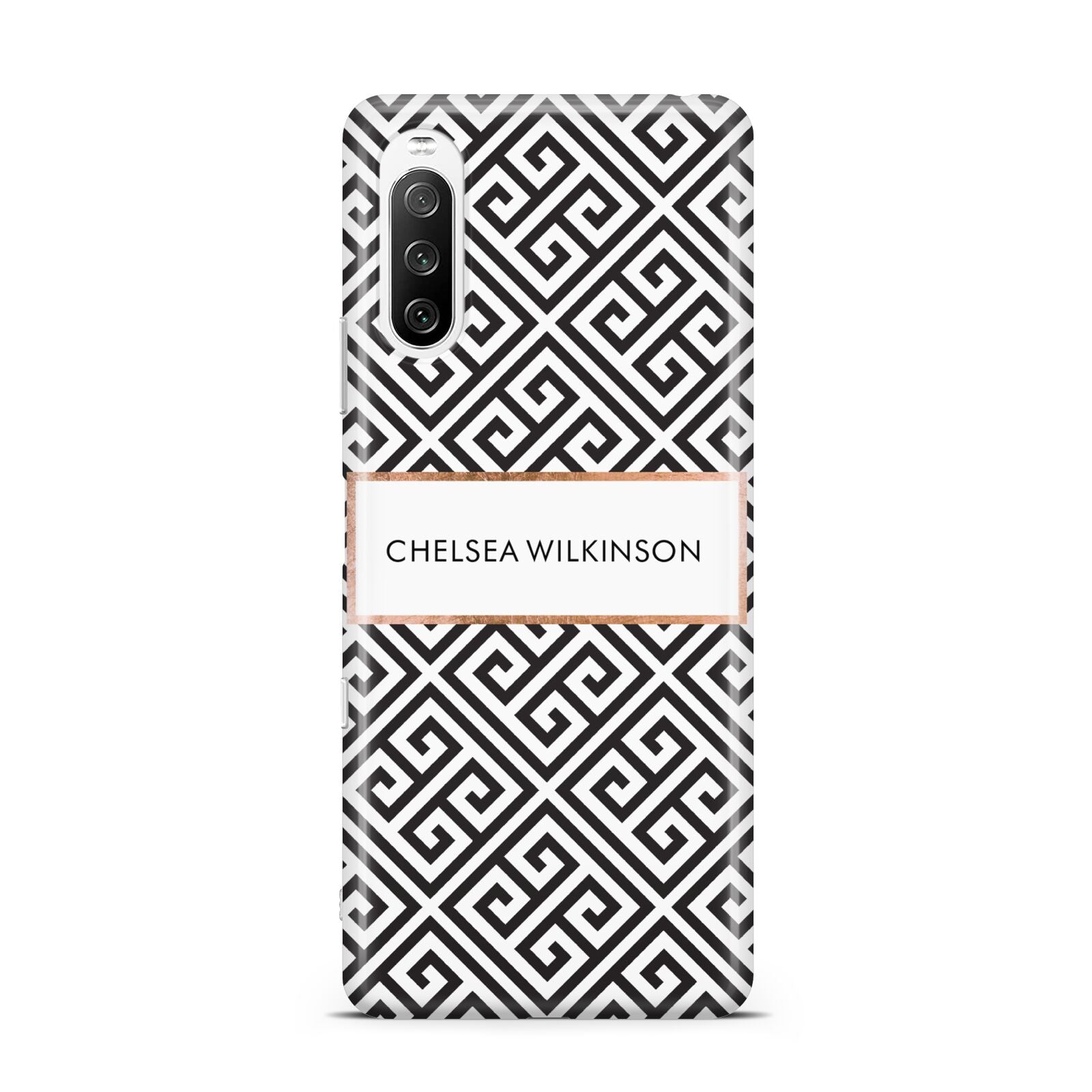 Personalised Black Pattern Name Or Initials Sony Xperia 10 III Case