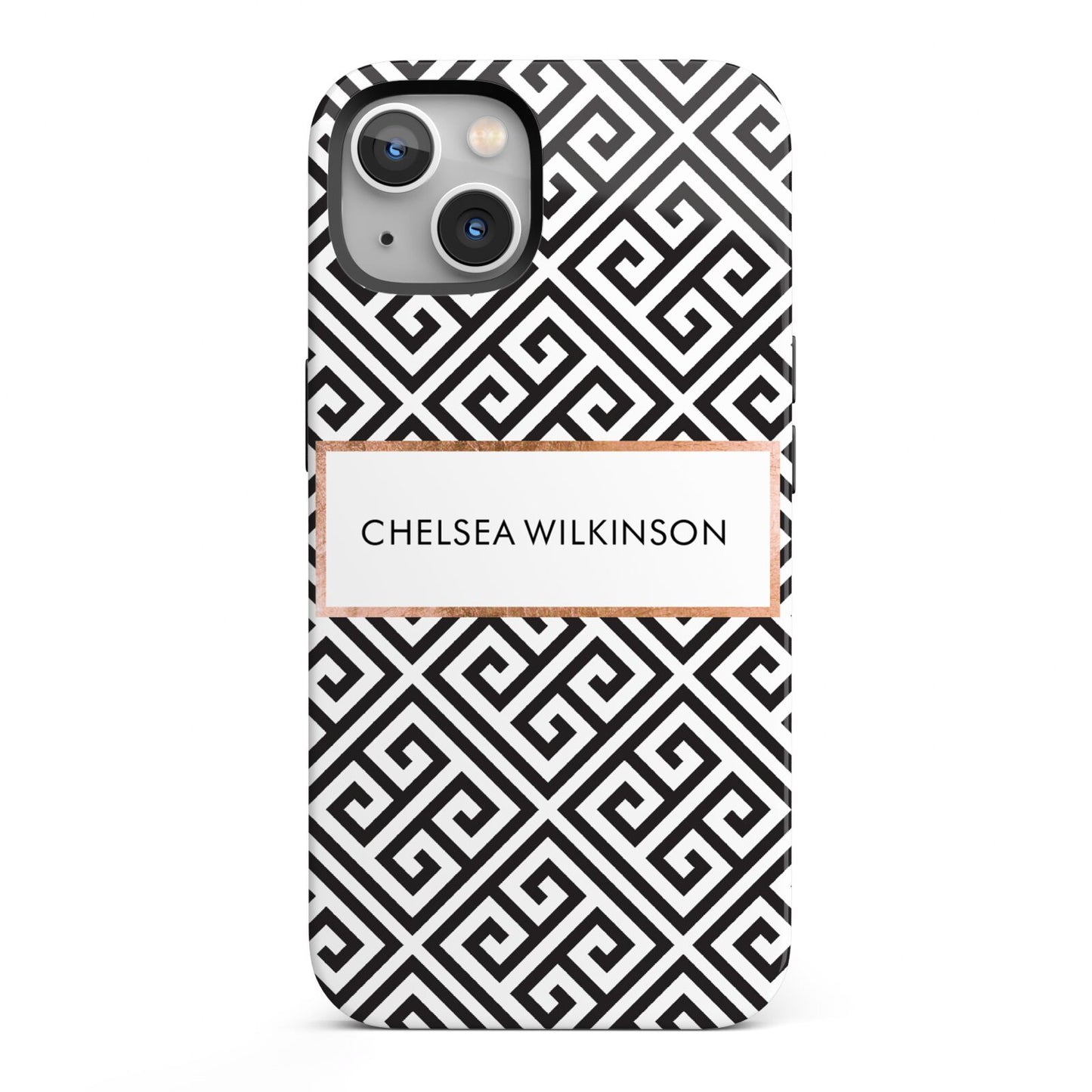Personalised Black Pattern Name Or Initials iPhone 13 Full Wrap 3D Tough Case
