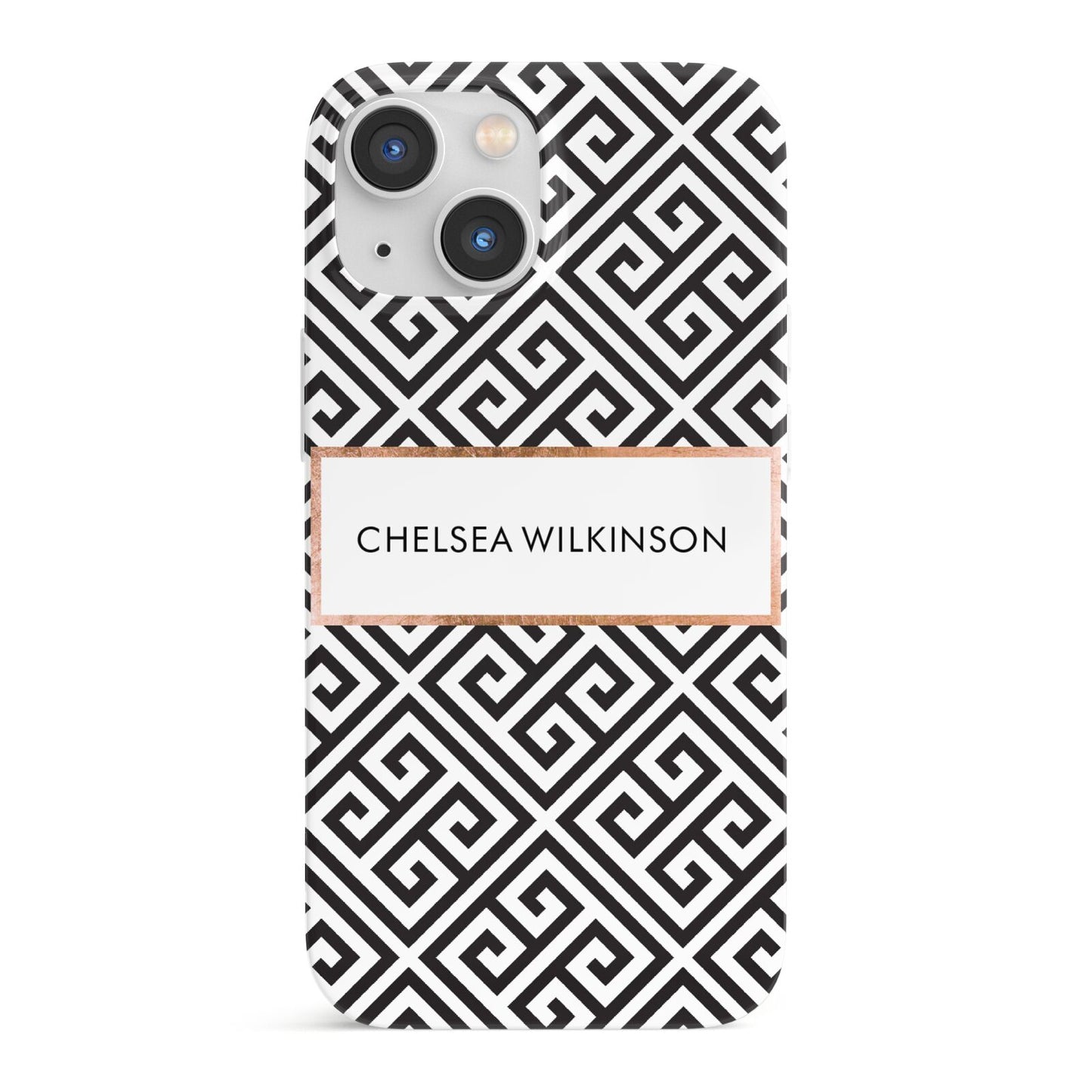 Personalised Black Pattern Name Or Initials iPhone 13 Mini Full Wrap 3D Snap Case