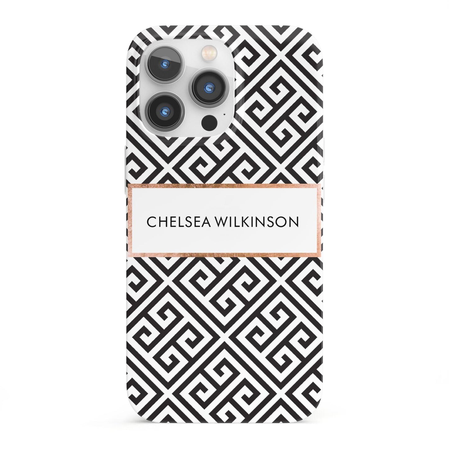 Personalised Black Pattern Name Or Initials iPhone 13 Pro Full Wrap 3D Snap Case