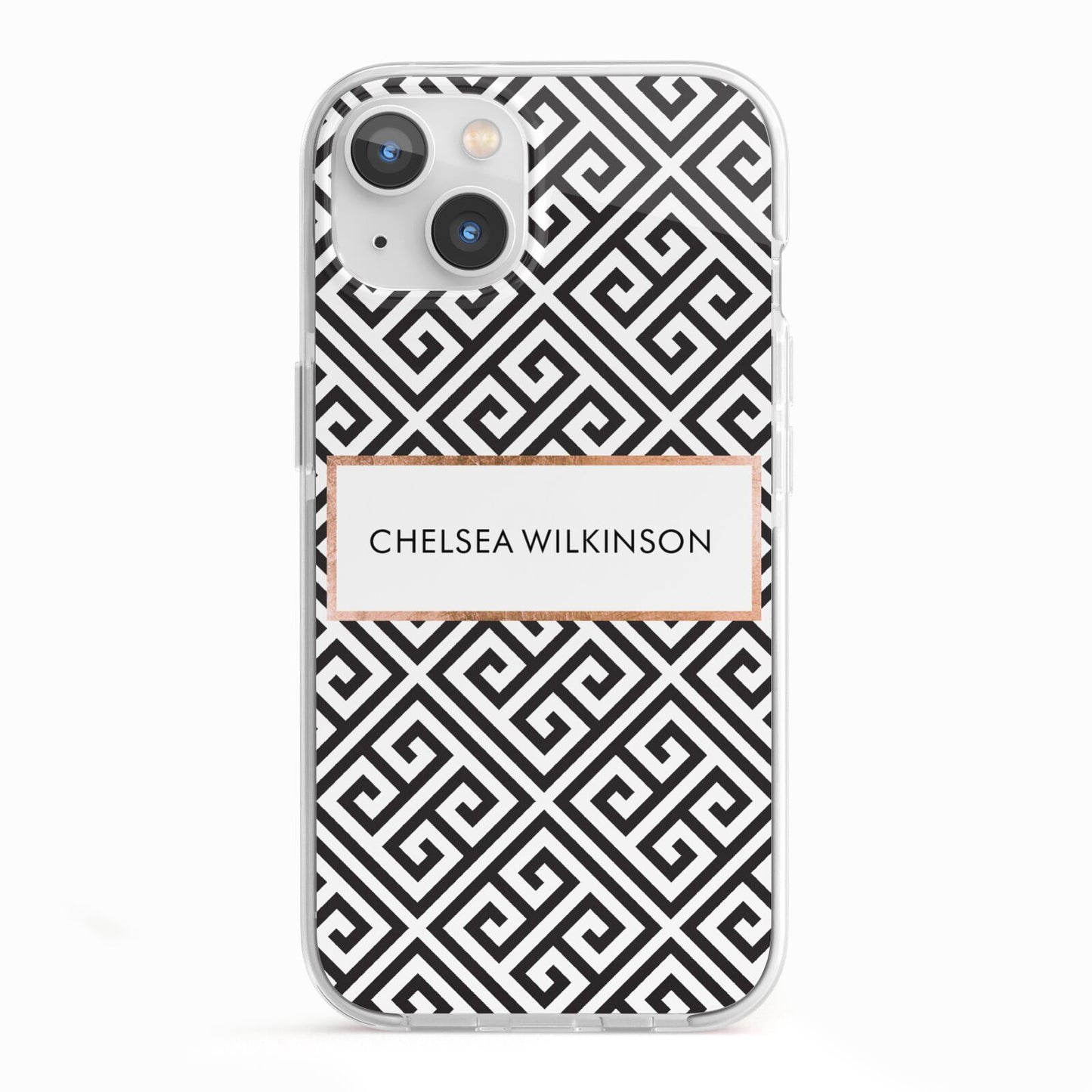 Personalised Black Pattern Name Or Initials iPhone 13 TPU Impact Case with White Edges