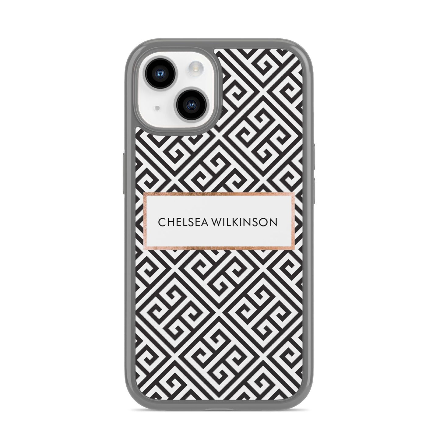 Personalised Black Pattern Name Or Initials iPhone 14 Clear Tough Case Starlight