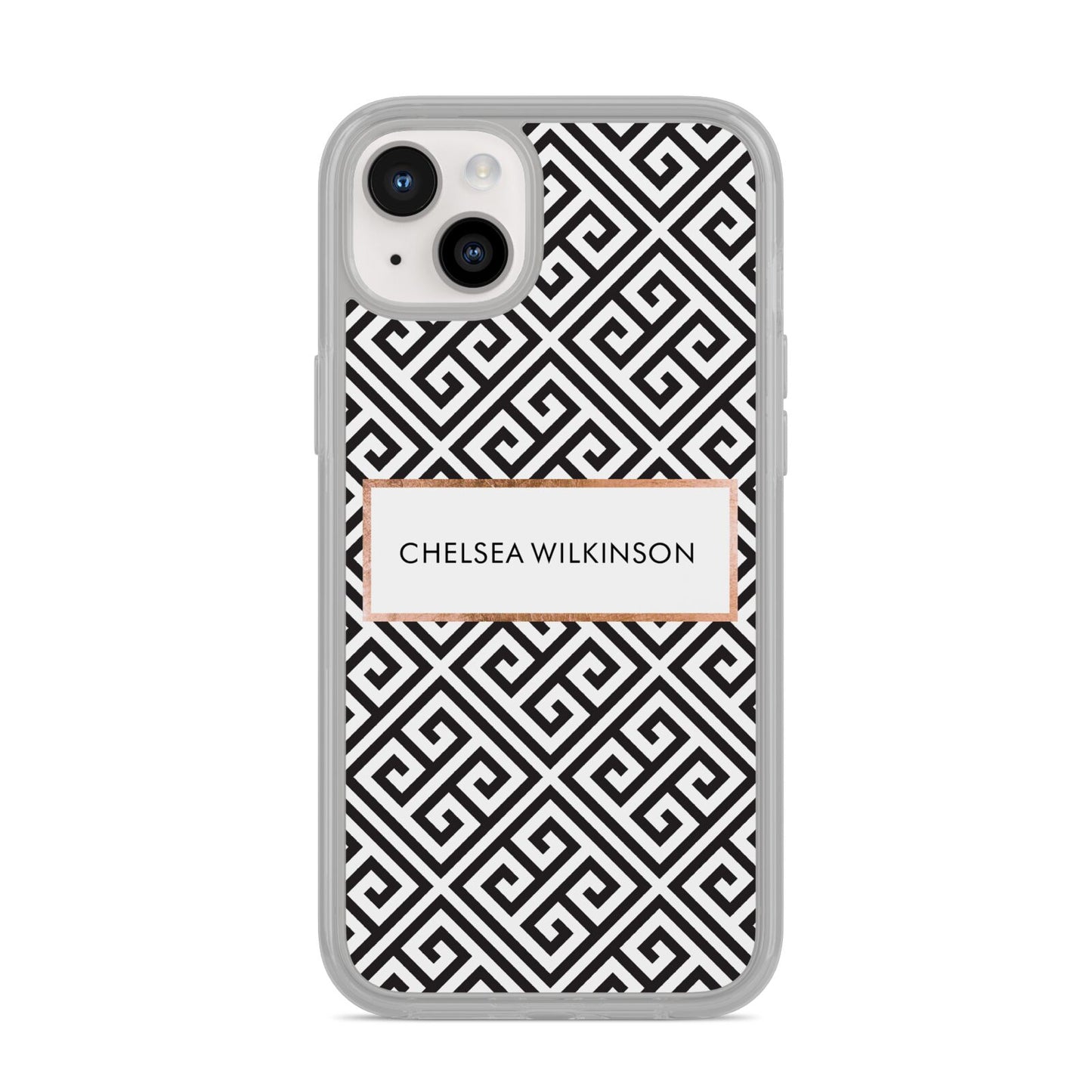 Personalised Black Pattern Name Or Initials iPhone 14 Plus Clear Tough Case Starlight