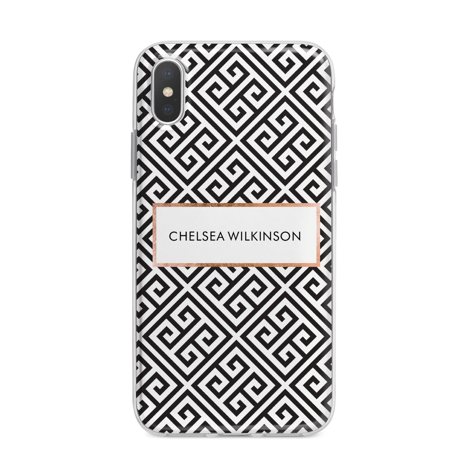 Personalised Black Pattern Name Or Initials iPhone X Bumper Case on Silver iPhone Alternative Image 1