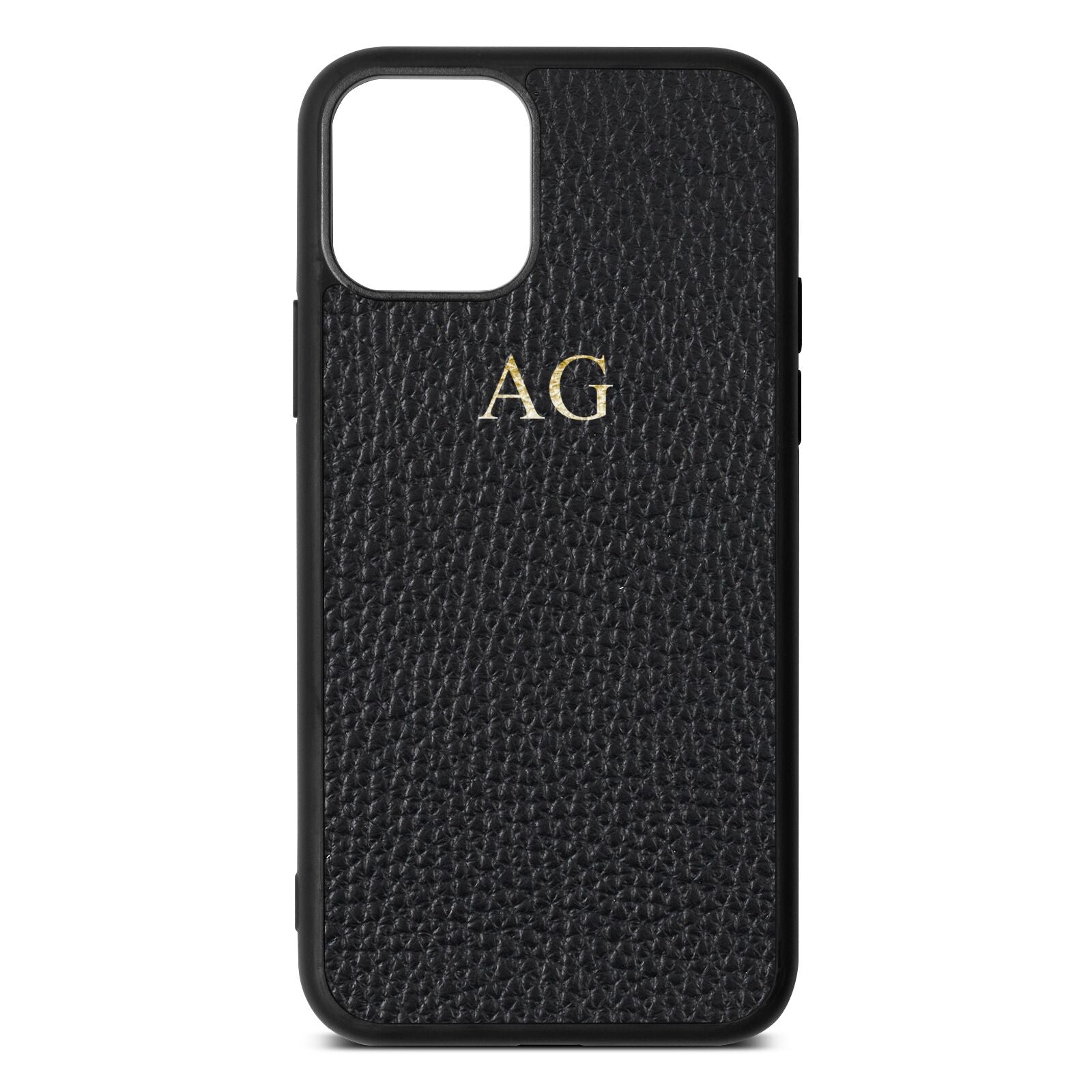 Personalised Black Pebble Leather iPhone 11 Case
