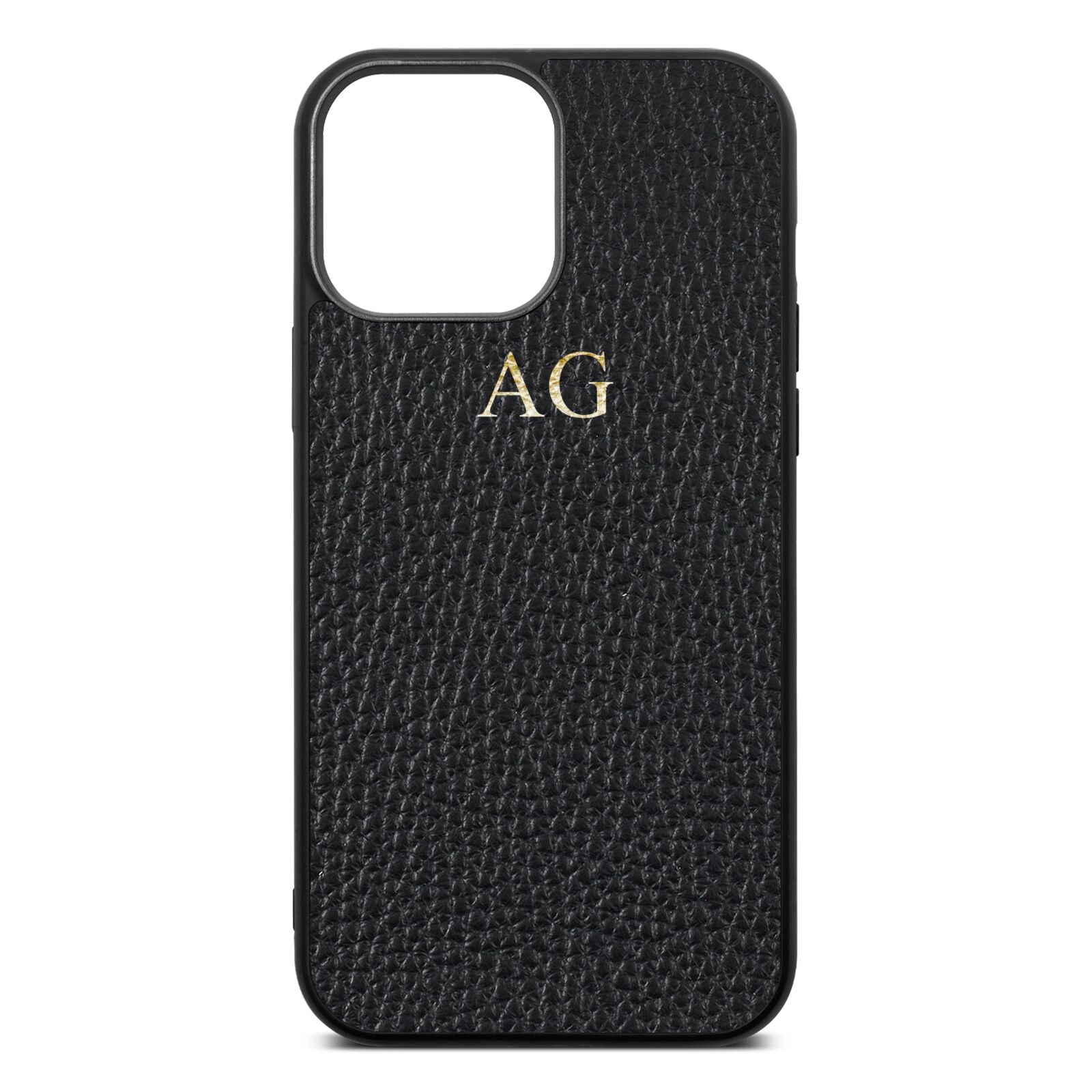 Personalised Black Pebble Leather iPhone 13 Pro Max Case