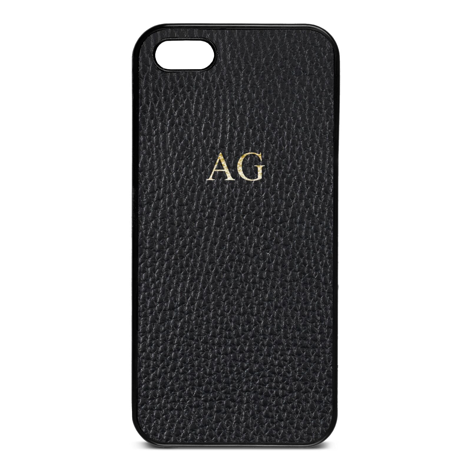 Personalised Black Pebble Leather iPhone 5 Case