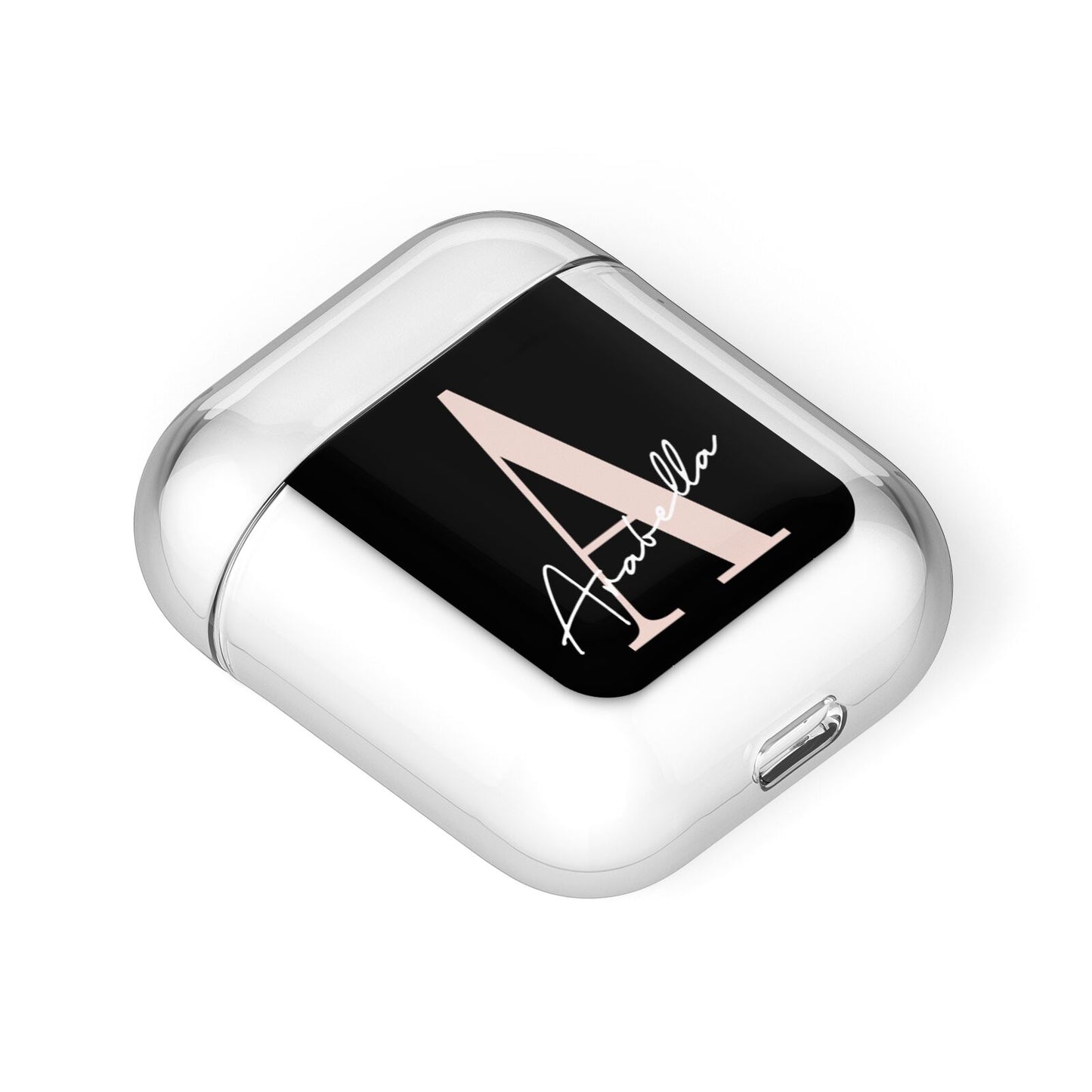 Personalised Black Pink Initial AirPods Case Laid Flat