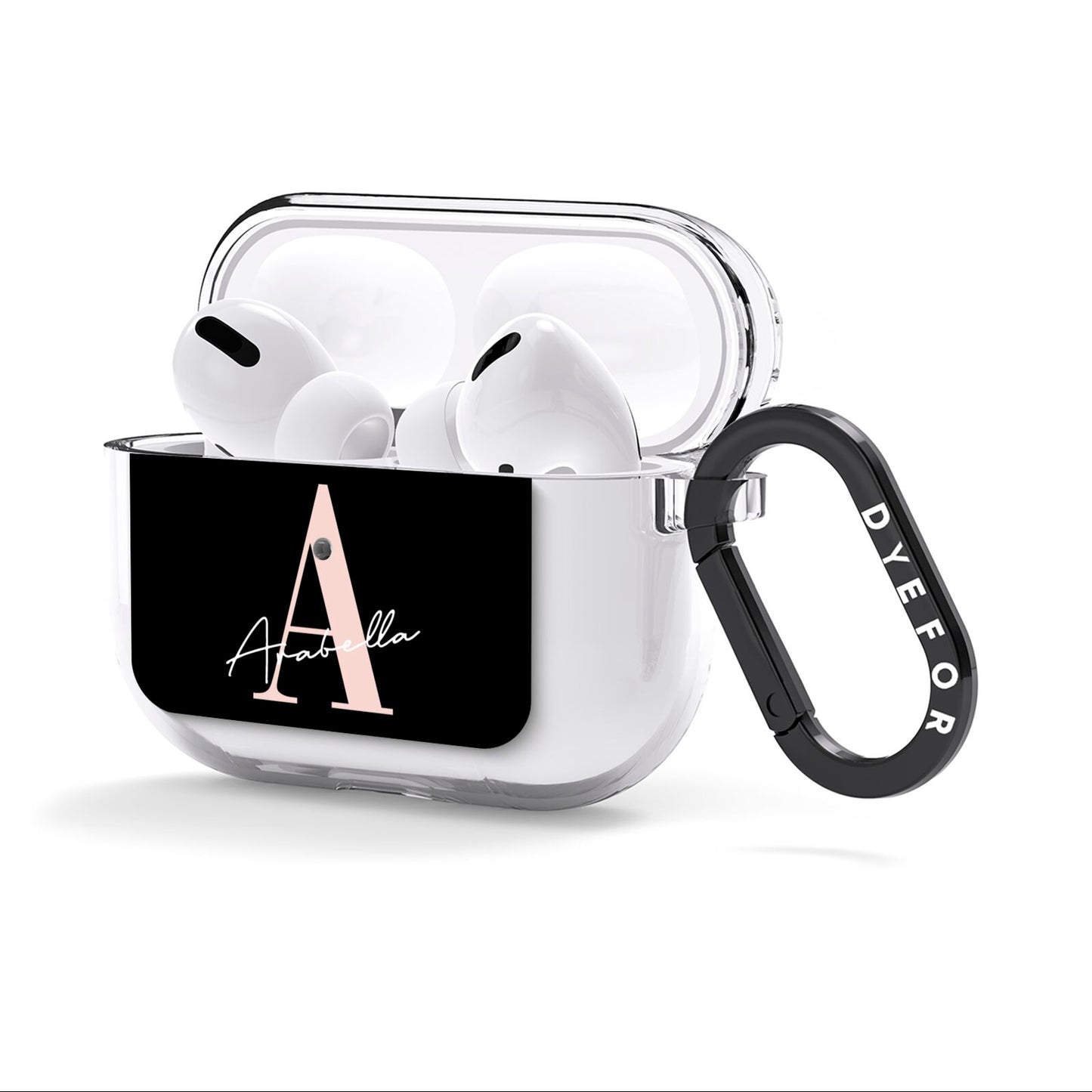 Personalised Black Pink Initial AirPods Clear Case 3rd Gen Side Image