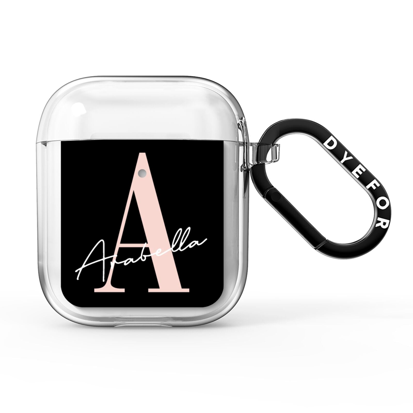 Personalised Black Pink Initial AirPods Clear Case