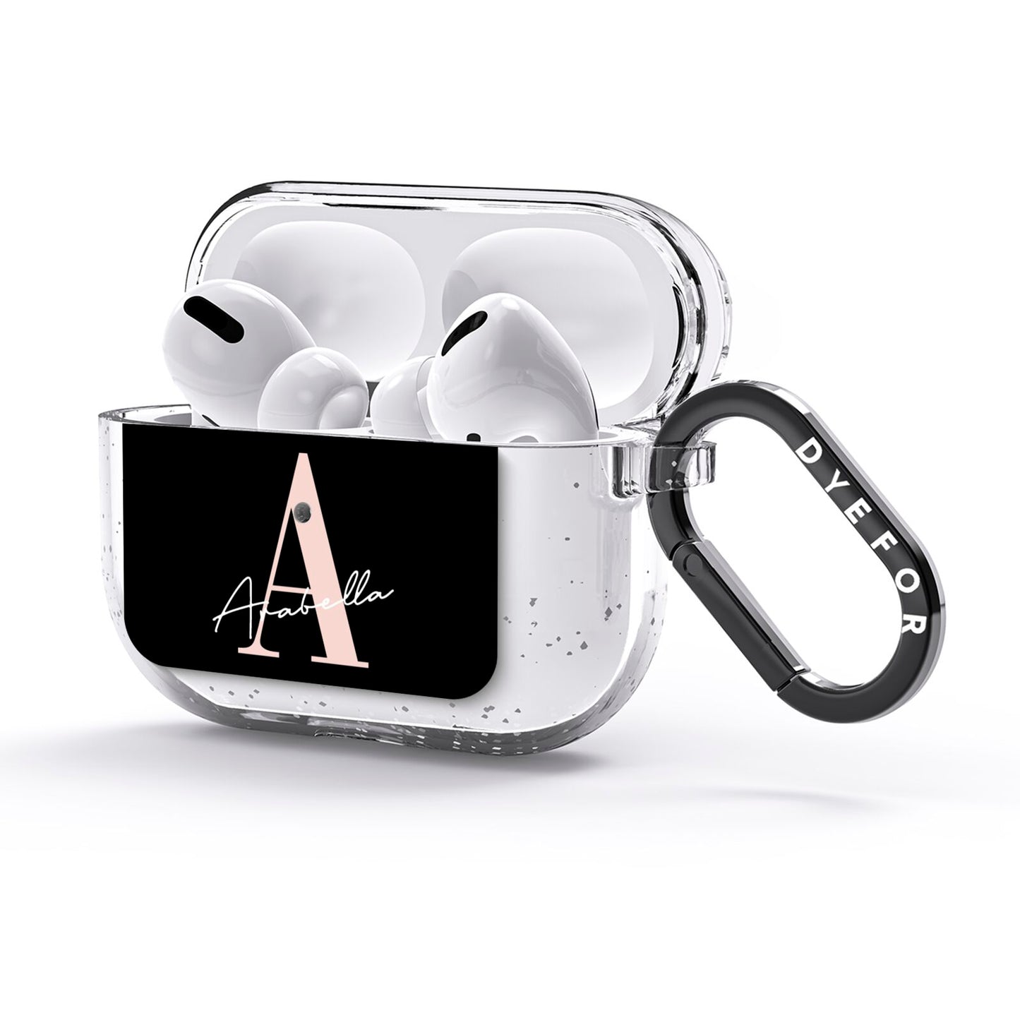 Personalised Black Pink Initial AirPods Glitter Case 3rd Gen Side Image