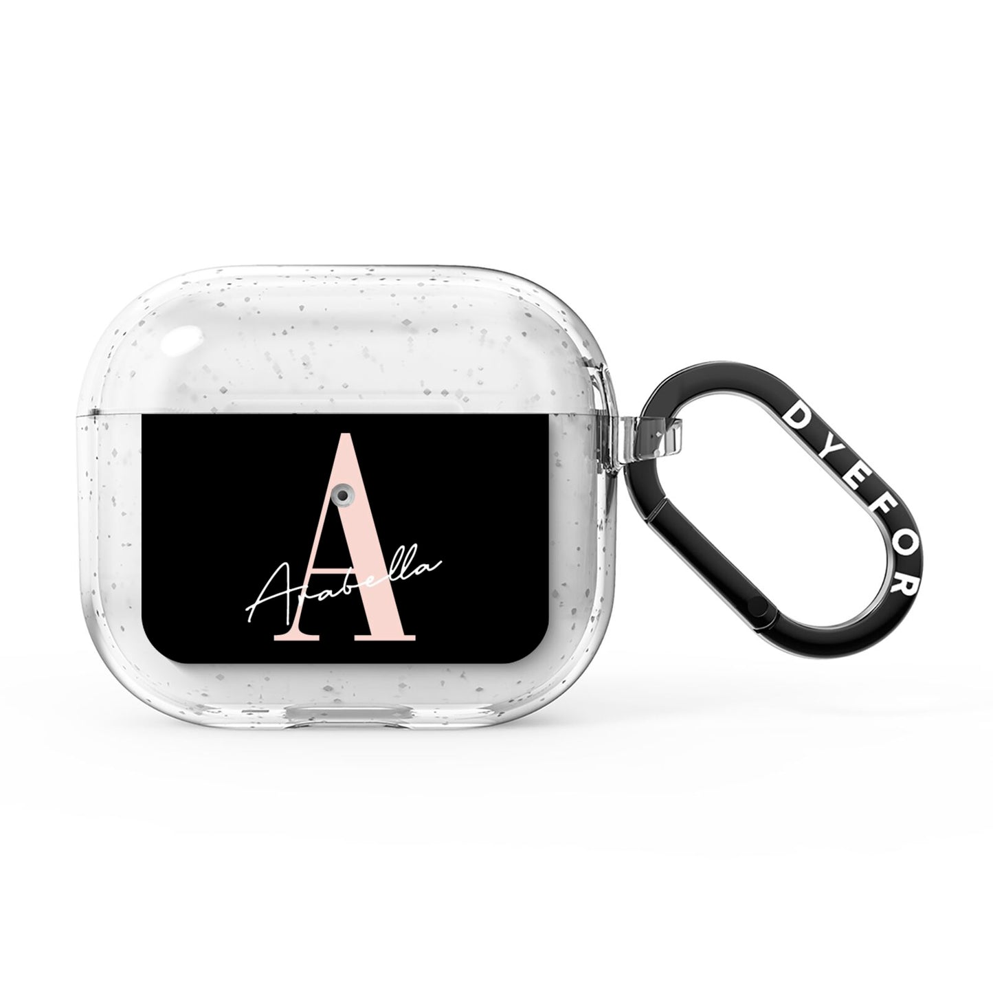 Personalised Black Pink Initial AirPods Glitter Case 3rd Gen