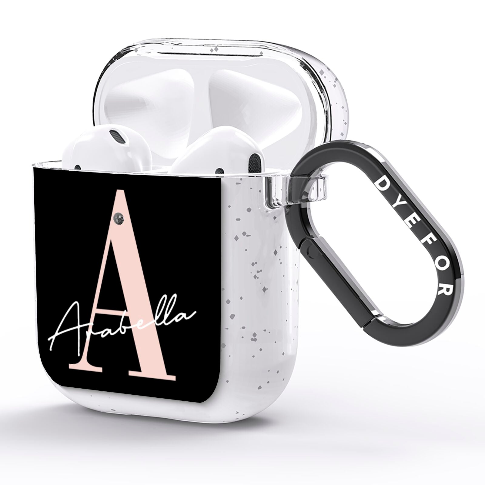 Personalised Black Pink Initial AirPods Glitter Case Side Image