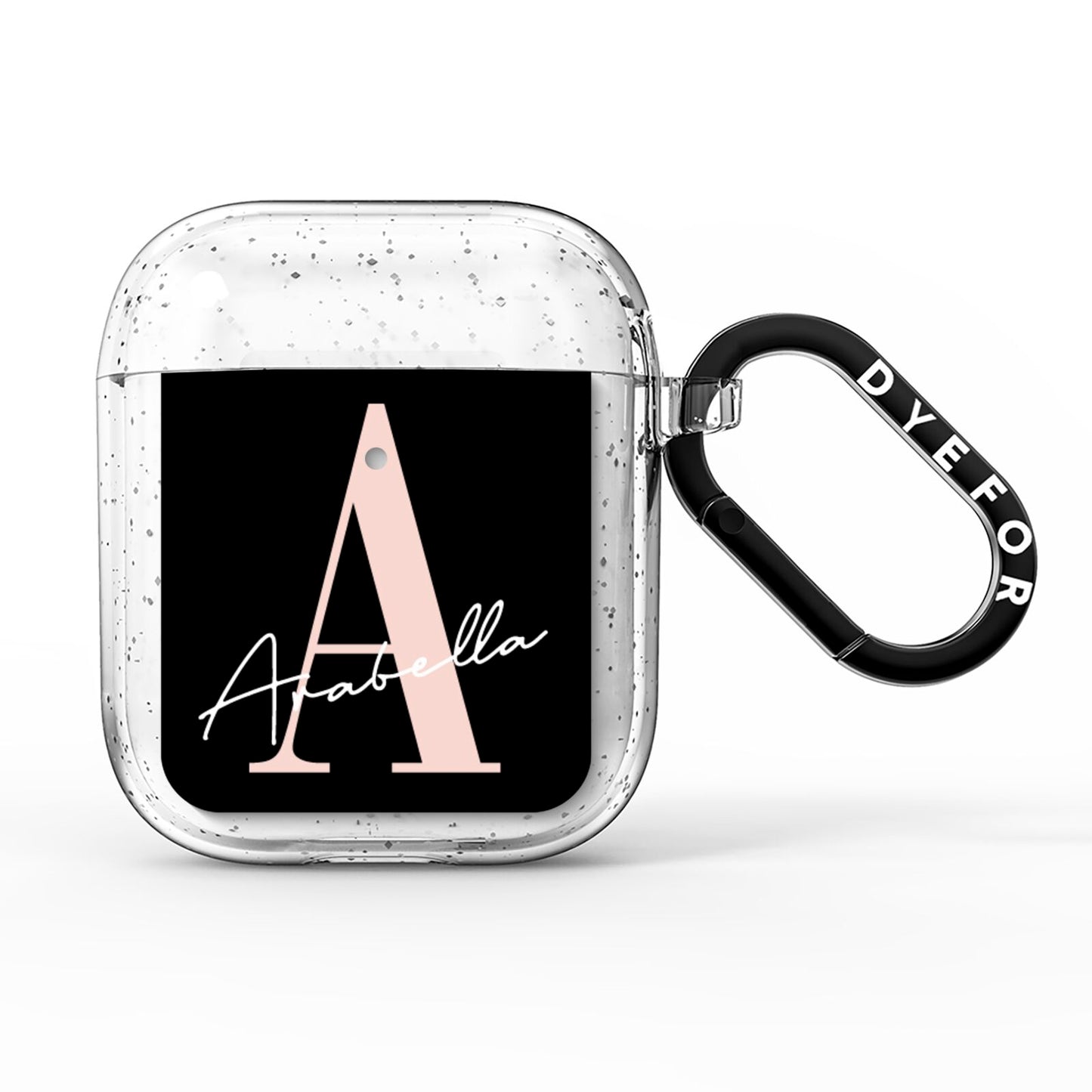 Personalised Black Pink Initial AirPods Glitter Case