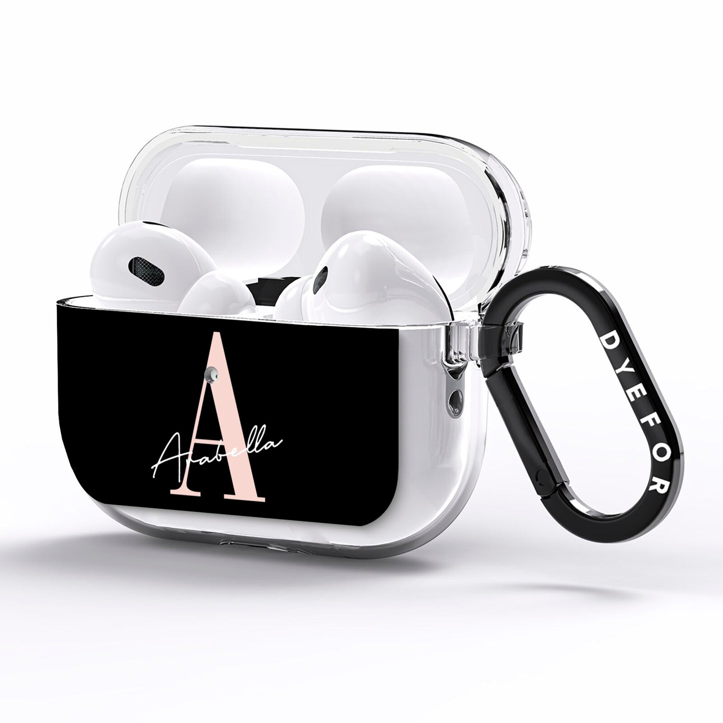 Personalised Black Pink Initial AirPods Pro Clear Case Side Image