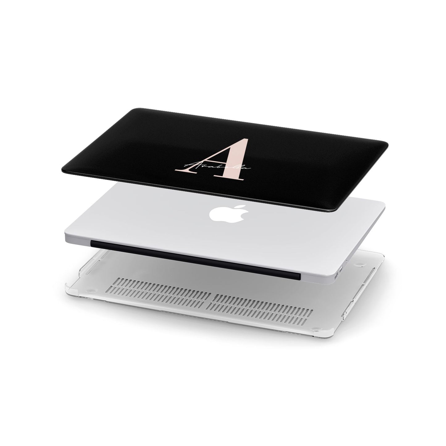 Personalised Black Pink Initial Apple MacBook Case in Detail