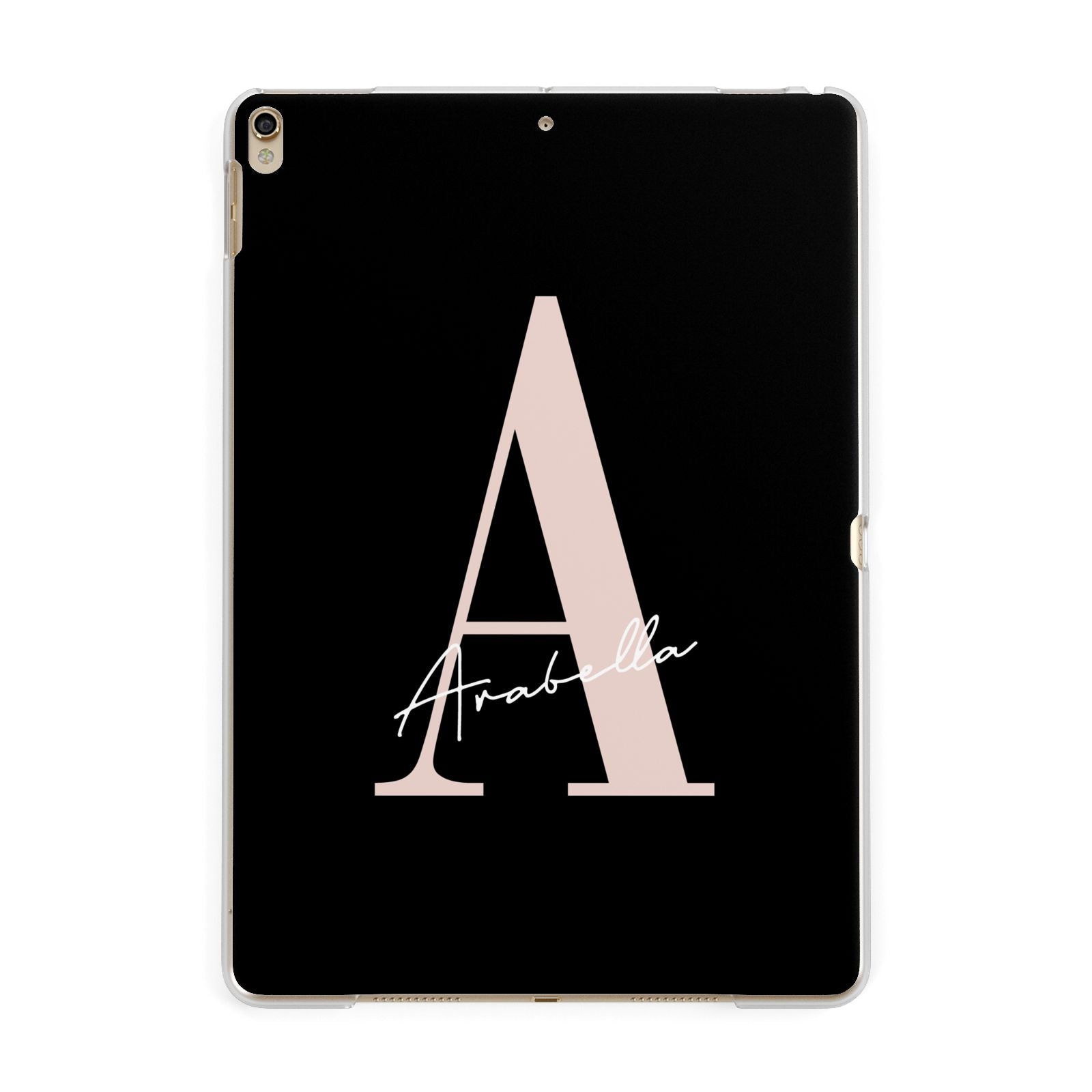Personalised Black Pink Initial Apple iPad Gold Case