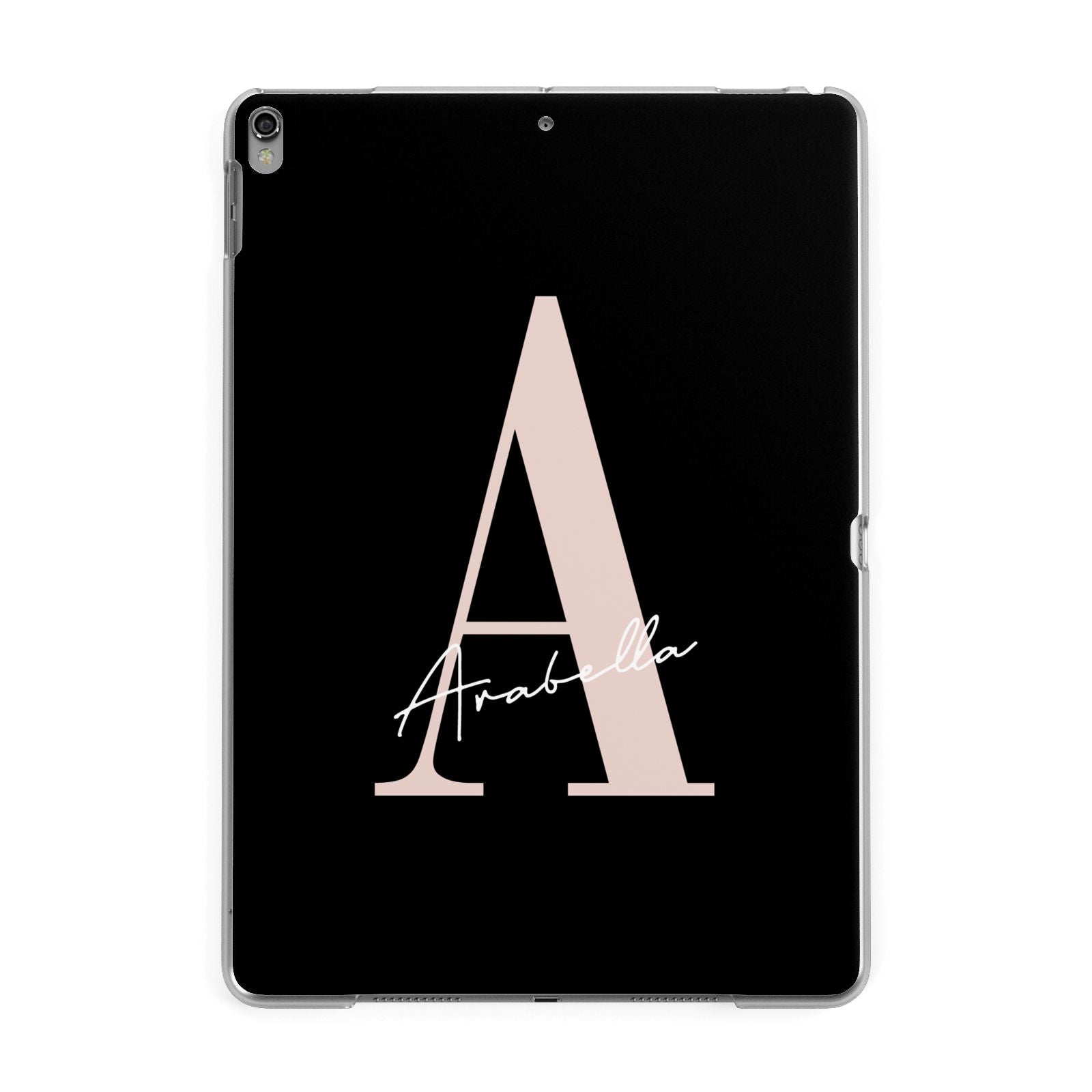 Personalised Black Pink Initial Apple iPad Grey Case