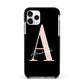 Personalised Black Pink Initial Apple iPhone 11 Pro in Silver with Black Impact Case