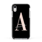 Personalised Black Pink Initial Apple iPhone XR Impact Case Black Edge on Silver Phone