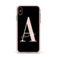 Personalised Black Pink Initial Apple iPhone Xs Max Impact Case Pink Edge on Gold Phone